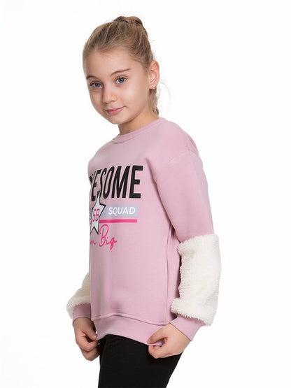 Crew Neck Printed Long Sleeve Girl's Sweatshirt