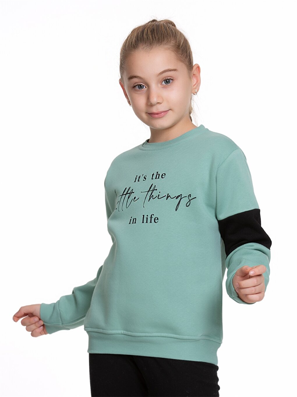 Crew Neck Printed Long Sleeve Girl's Sweatshirt