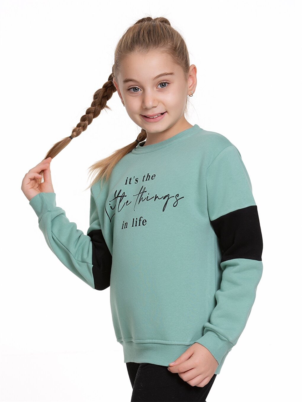 Crew Neck Printed Long Sleeve Girl's Sweatshirt