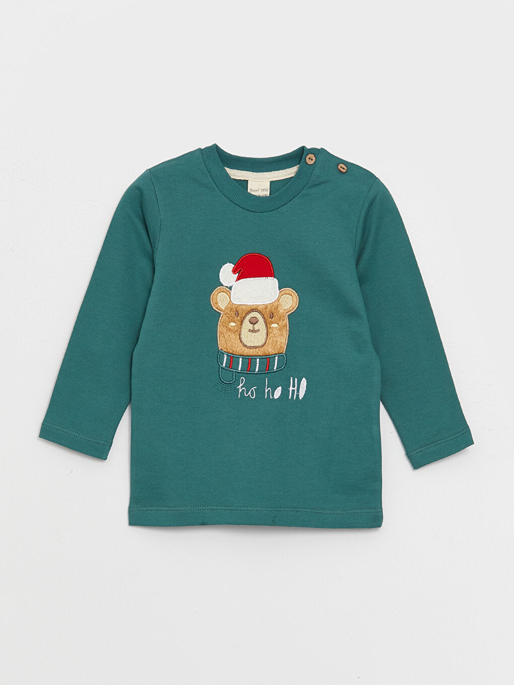 Crew Neck Long Sleeve New Year Themed Baby Boy T-Shirt and Trousers