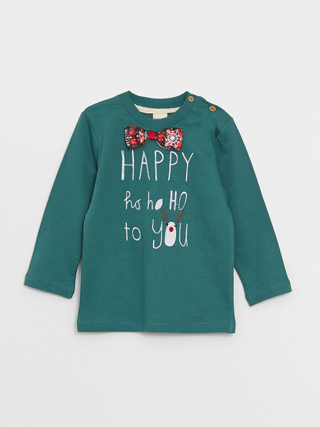 Crew Neck Long Sleeve New Year Themed Baby Boy T-Shirt and Trousers