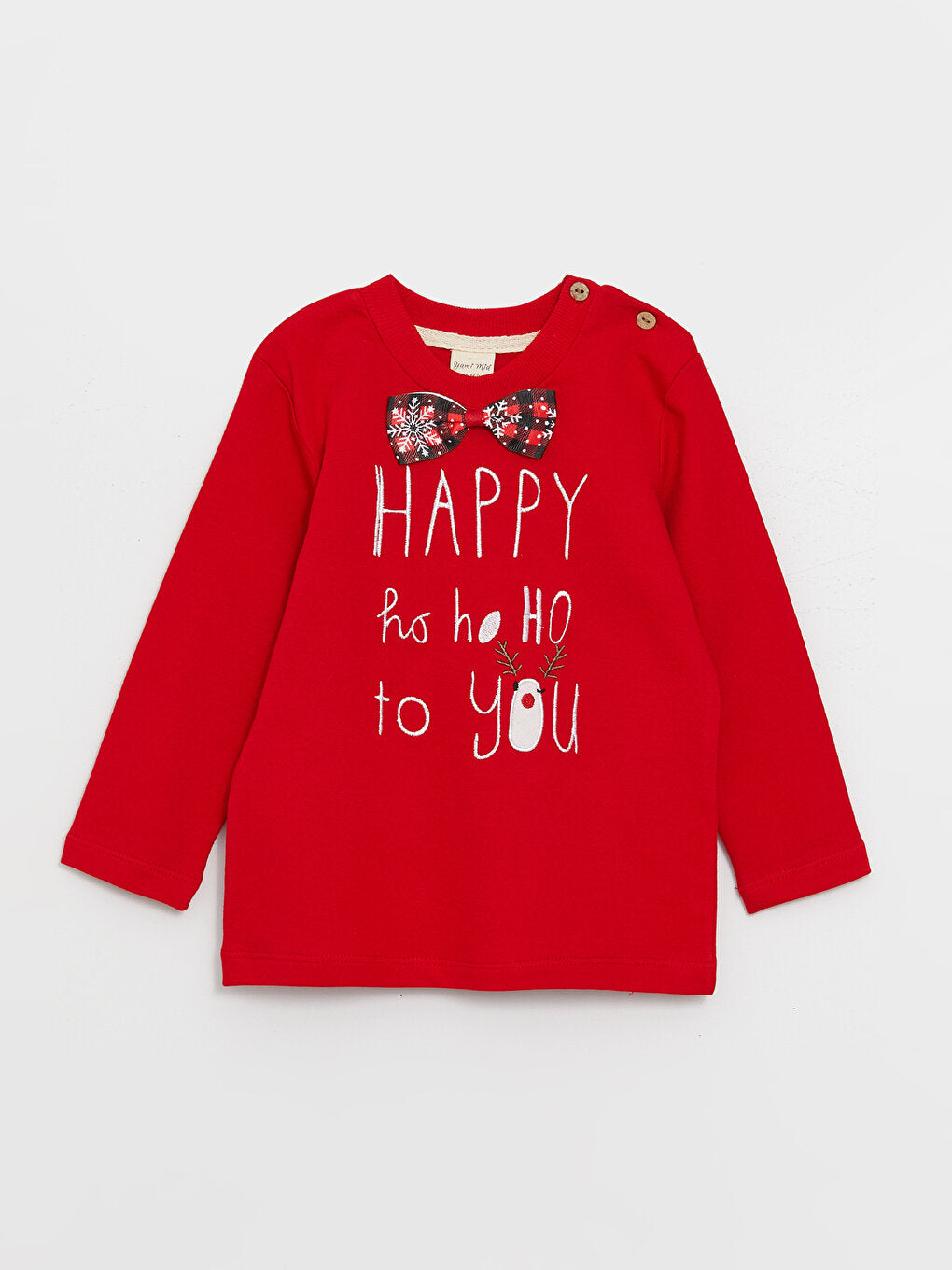 Crew Neck Long Sleeve New Year Themed Baby Boy T-Shirt and Trousers