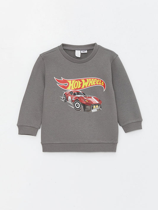 Crew Neck Hot Wheels Printed Baby Boy Sweatshirt