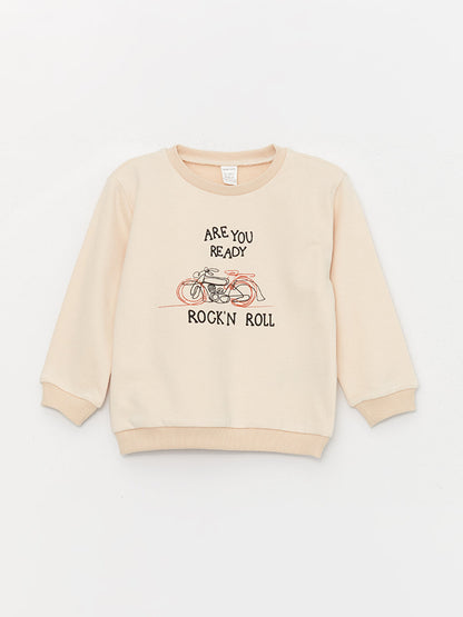 Crew Neck Long Sleeve Printed Baby Boy Sweatshirt and Sweatpants 2-Piece Set