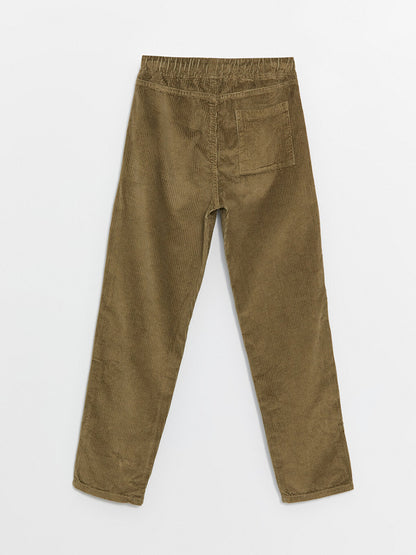 Basic Velvet Boy's Trousers with Elastic Waist