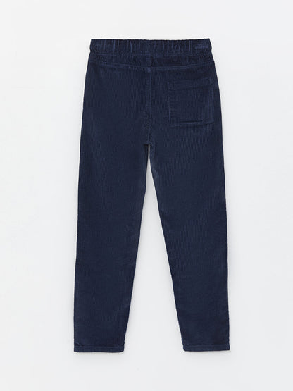 Basic Velvet Boy's Trousers with Elastic Waist