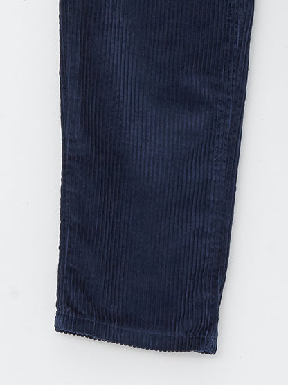 Basic Velvet Boy's Trousers with Elastic Waist