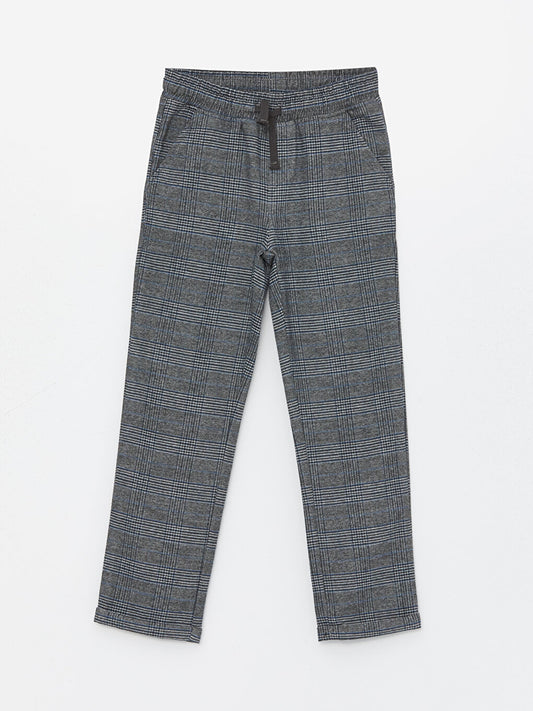 Plaid Boy's Trousers with Elastic Waist