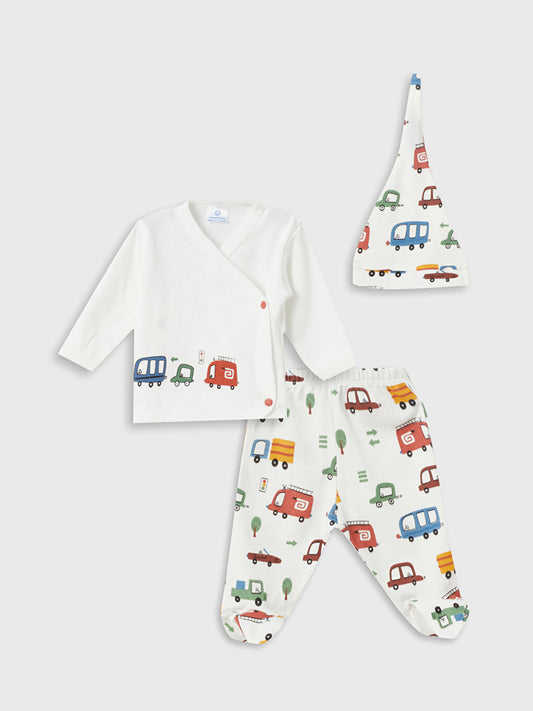 V-Neck Printed Baby Boy 3-Piece Set