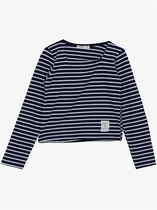 Square Neck Striped Girl's T-Shirt