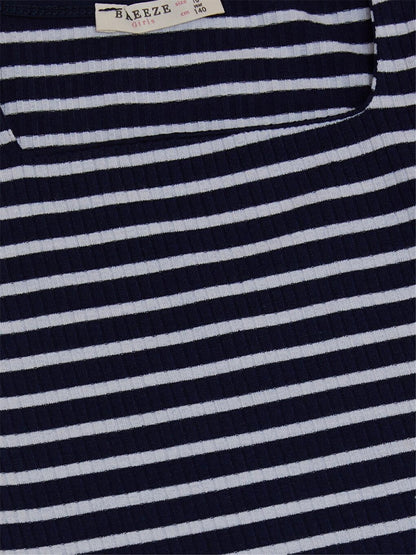 Square Neck Striped Girl's T-Shirt