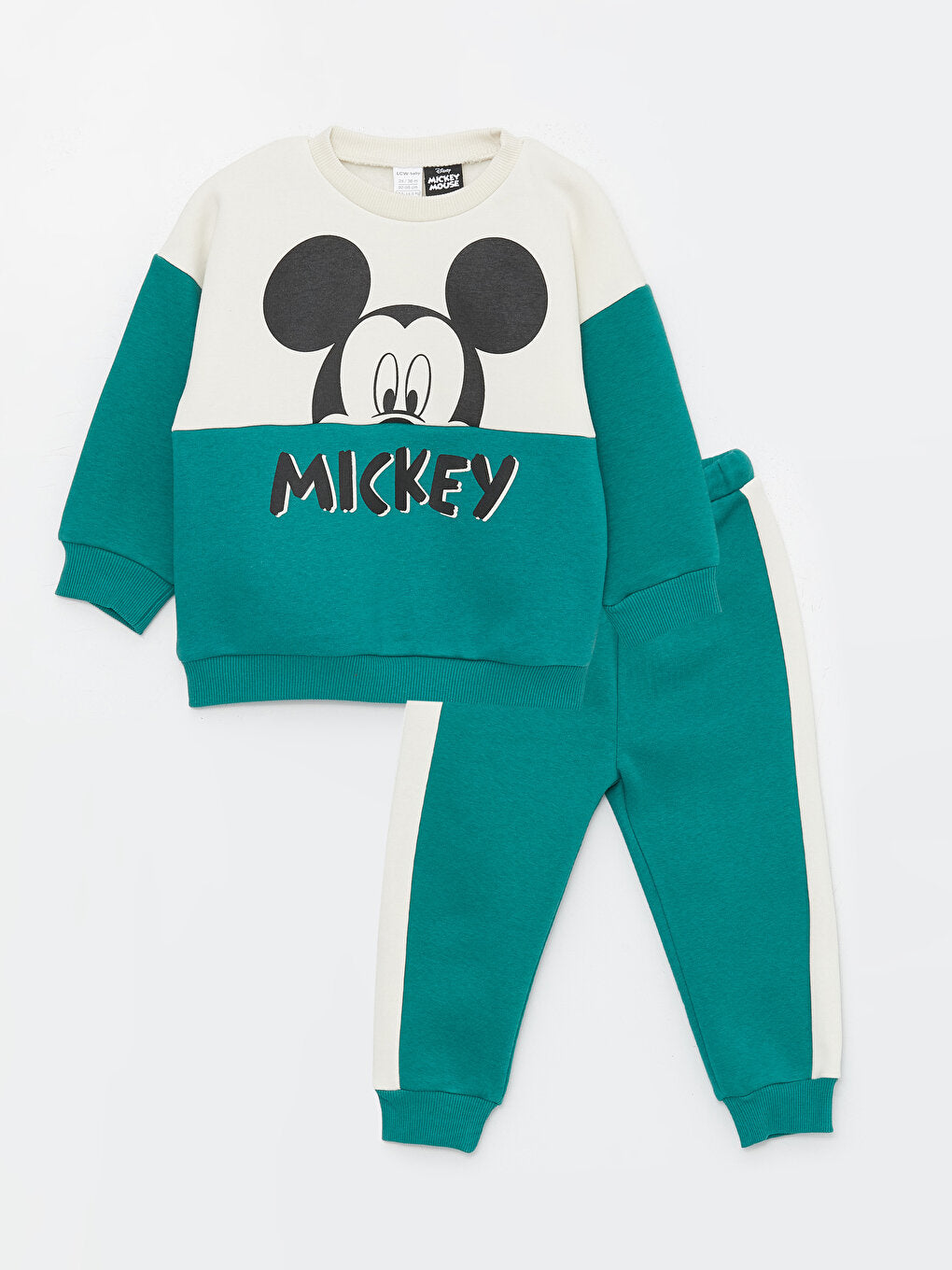 Crew Neck Long Sleeve Mickey Mouse Printed Baby Boy Sweatshirt and Tracksuit Bottom 2-Piece Set