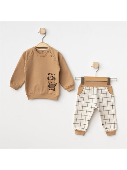 Crew Neck Printed Baby Boy 2-Piece Set