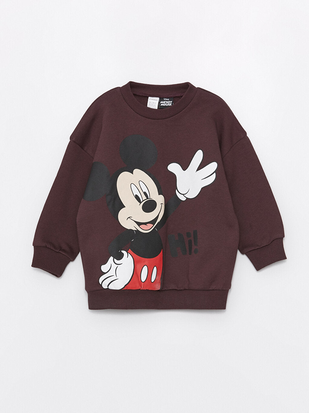 Crew Neck Long Sleeve Mickey Mouse Printed Baby Boy Sweatshirt