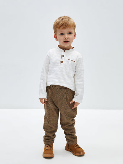 Patterned Baby Boy Trousers with Elastic Waist