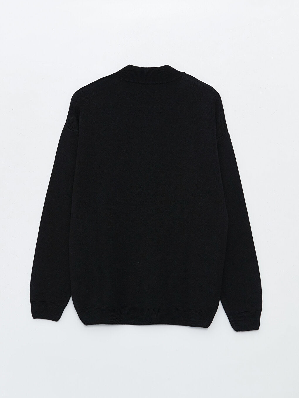 Zippered High Collar Long Sleeve Men's Knitwear Sweater