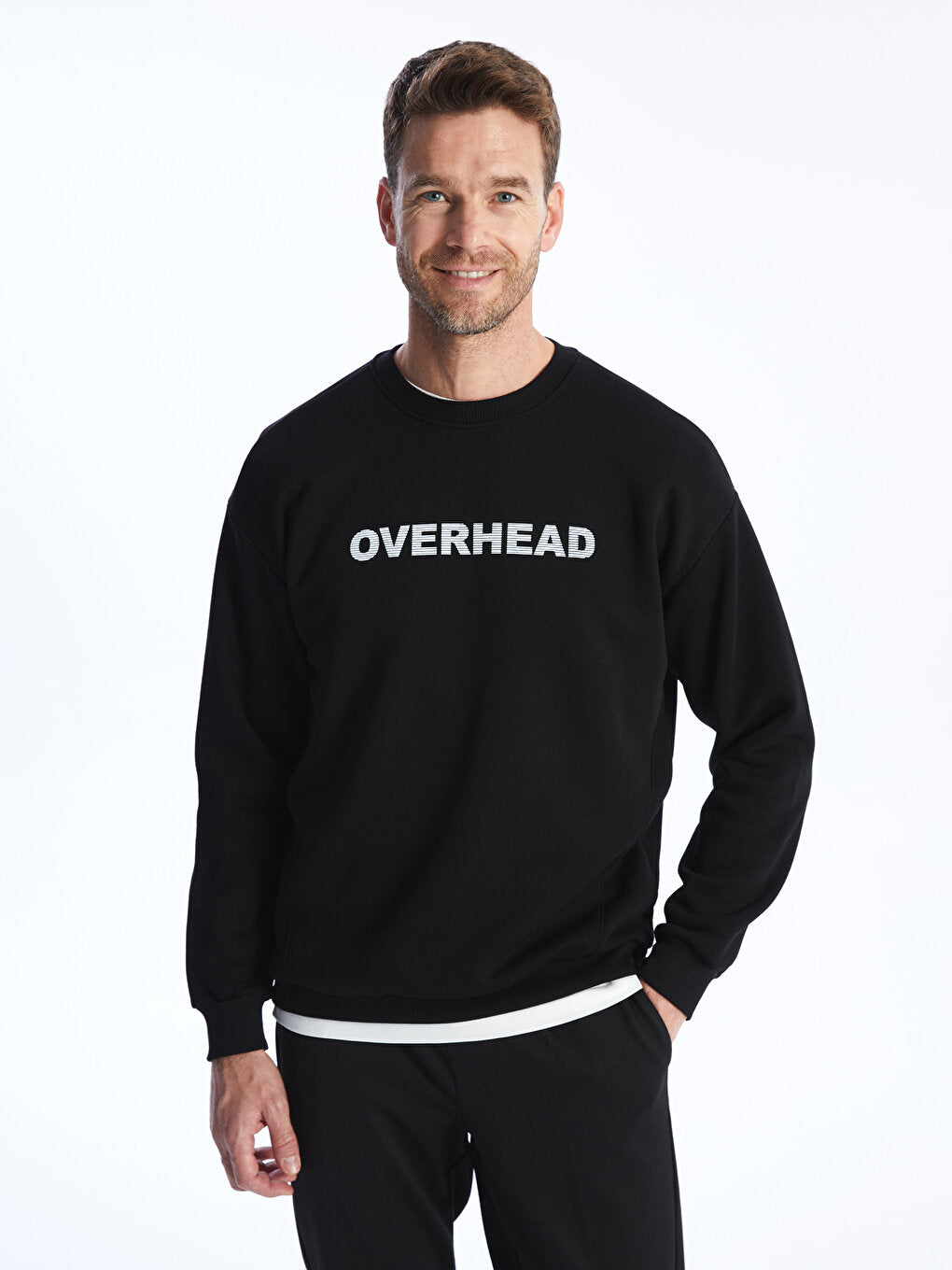 Crew Neck Long Sleeve Printed Men's Sweatshirt