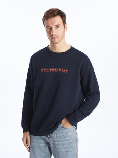 Crew Neck Long Sleeve Printed Men's Sweatshirt