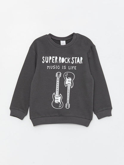 Crew Neck Long Sleeve Printed Baby Boy Sweatshirt and Sweatpants 2-Piece Set