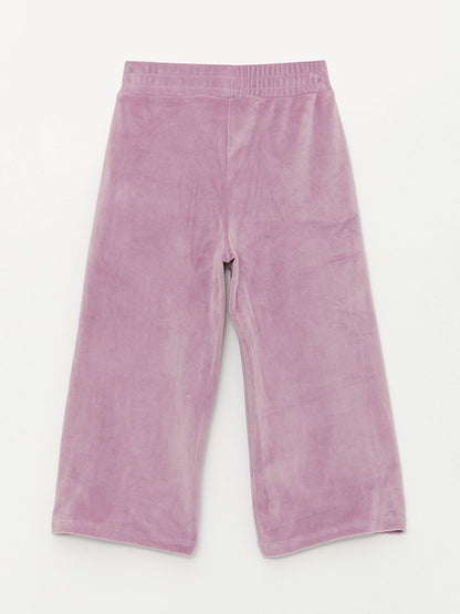 Basic Velvet Girls' Sweatpants with Elastic Waistband