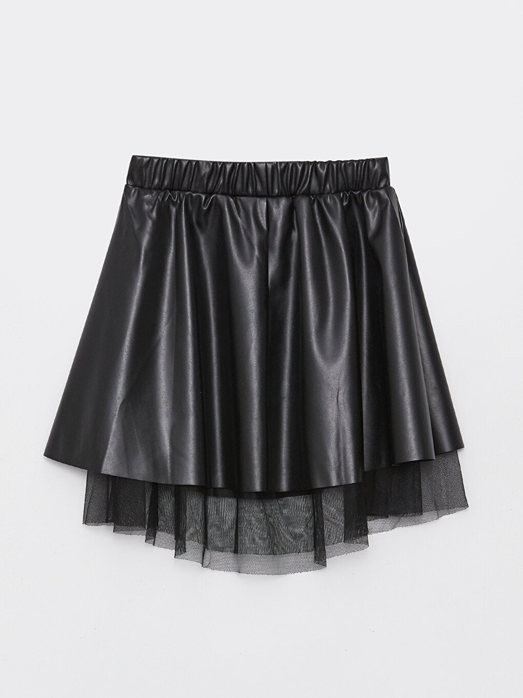 Leather Look Girl's Skirt with Elastic Waist