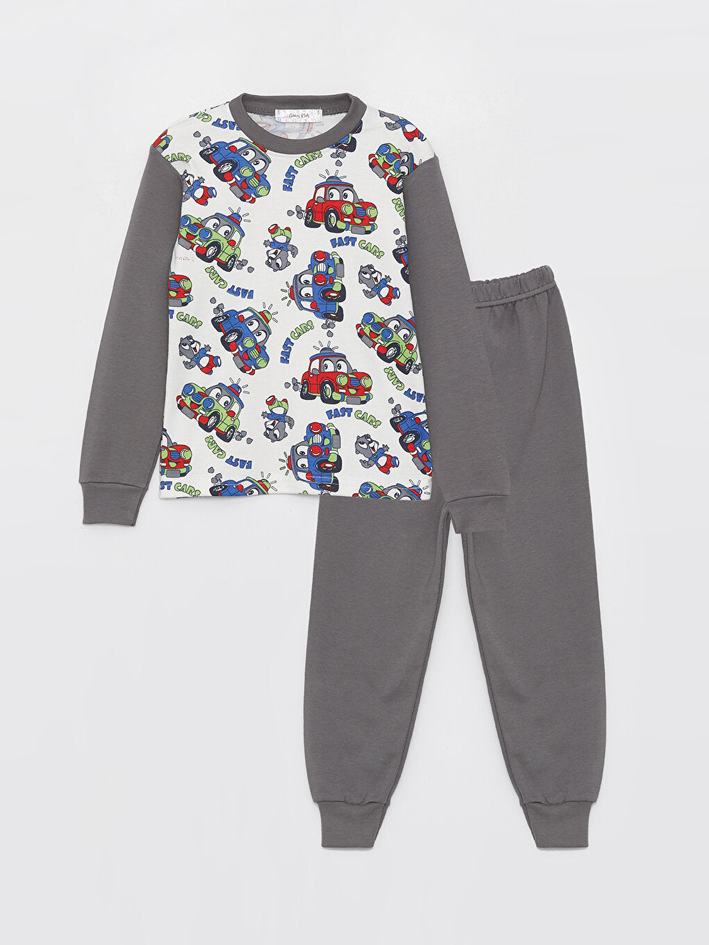 Crew Neck Printed Long Sleeve Boys' Pajama Set