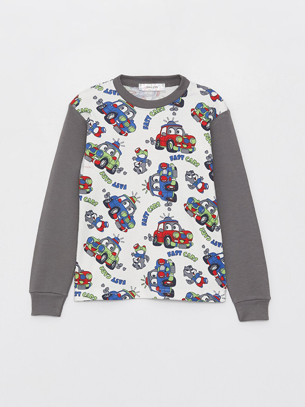 Crew Neck Printed Long Sleeve Boys' Pajama Set