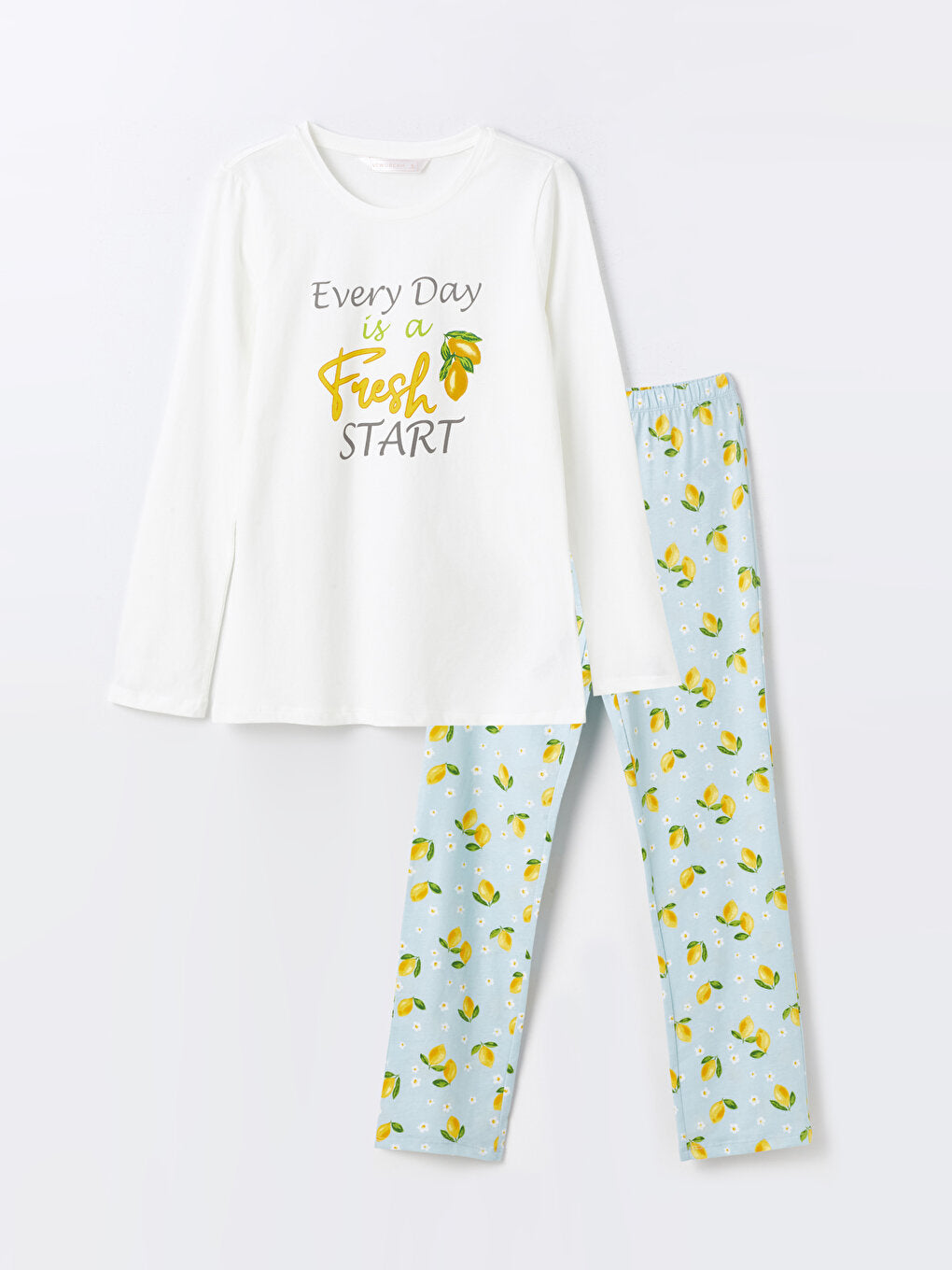 Crew Neck Printed Long Sleeve Women's Pajama Set