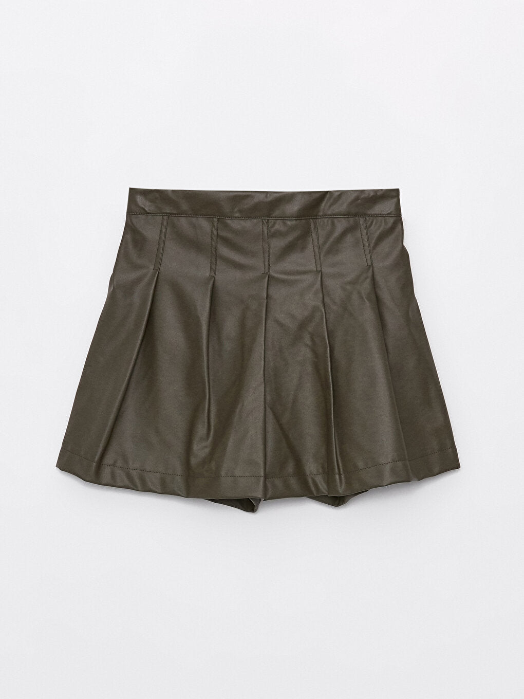 Leather Look Girl's Shorts Skirt with Elastic Waist