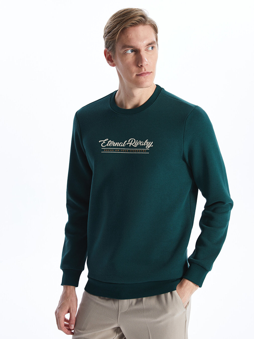 Crew Neck Long Sleeve Printed Men's Sweatshirt