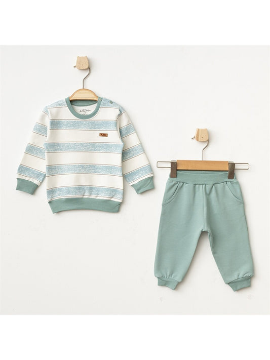 Crew Neck Printed Baby Boy 2-Piece Set