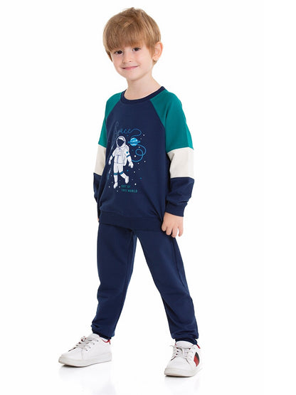 Crew Neck Printed Baby Boy 2-Piece Set