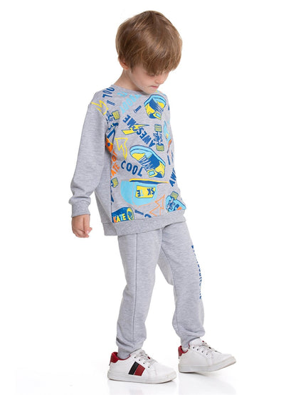 Crew Neck Printed Baby Boy 2-Piece Set