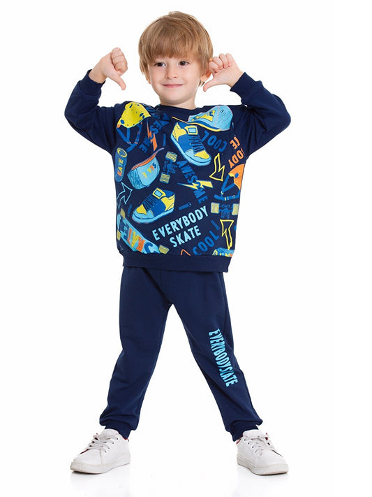 Crew Neck Printed Baby Boy 2-Piece Set