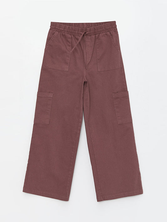 Wideleg Girls' Trousers with Elastic Waist