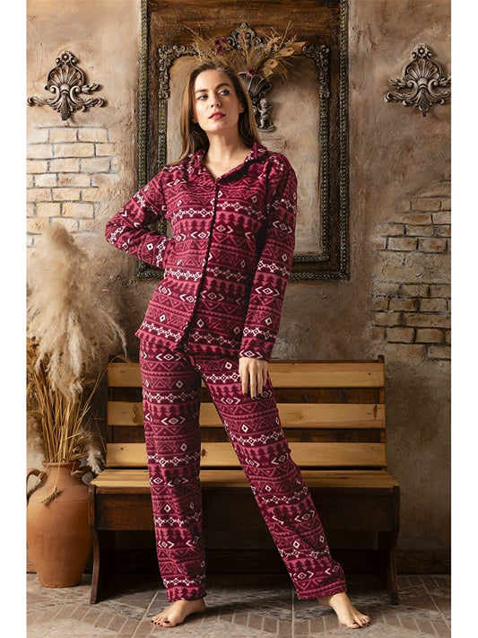 Shirt Collar Women's Pajama Set