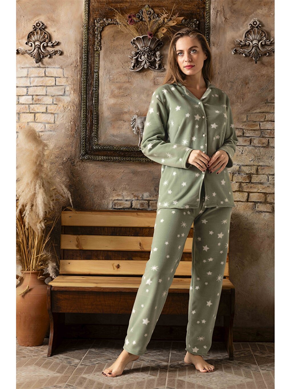 Shirt Collar Women's Pajama Set