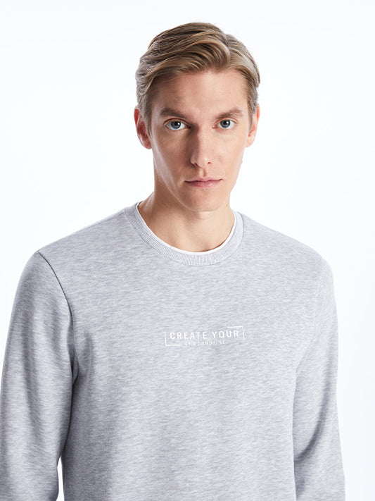 Crew Neck Long Sleeve Printed Men's Sweatshirt