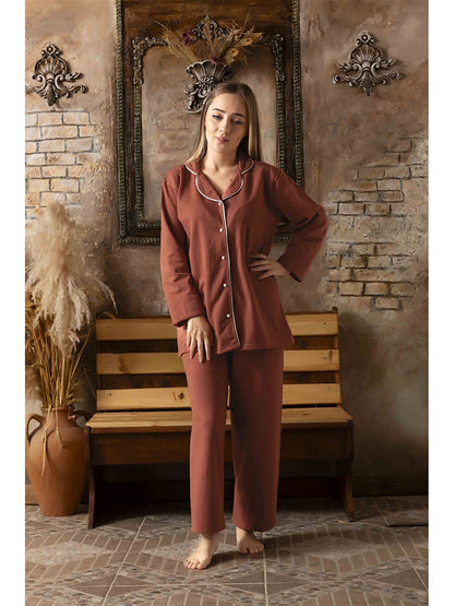 Shirt Collar Women's Pajama Set