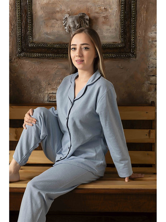 Shirt Collar Women's Pajama Set