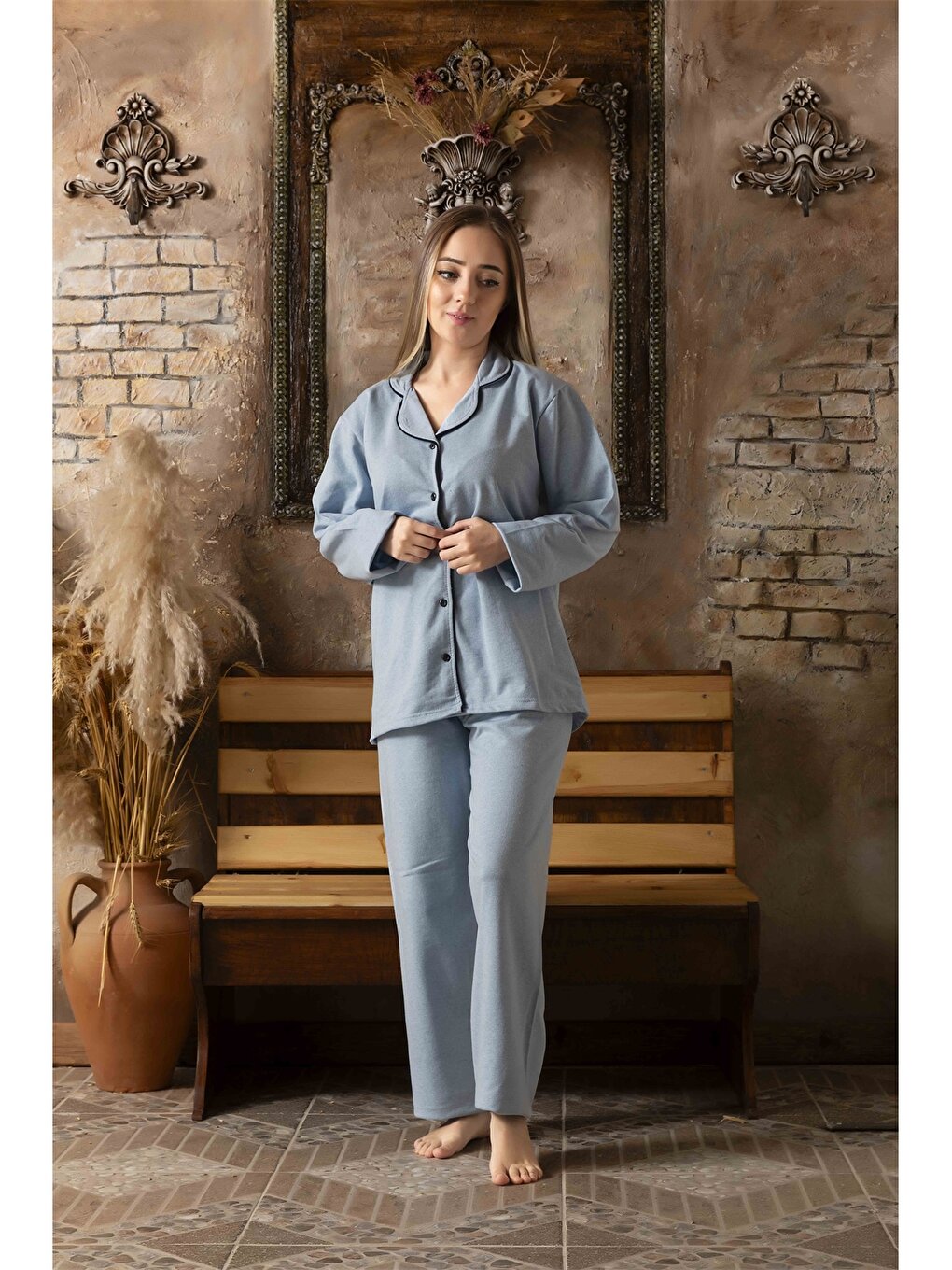 Shirt Collar Women's Pajama Set