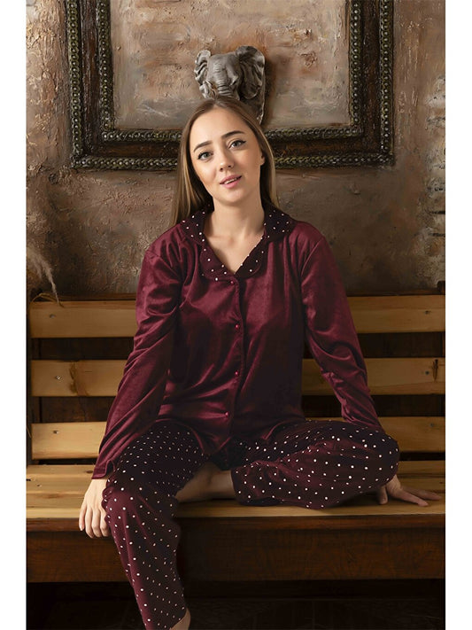 Shirt Collar Women's Pajama Set