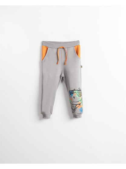 Printed Baby Boy Sweatpants with Elastic Waist