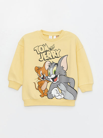 Crew Neck Tom &amp; Jerry Printed Baby Boy Sweatshirt and Sweatpants Set