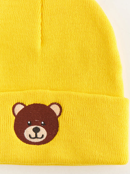 Teddy Bear Embroidered Boy's Beanie