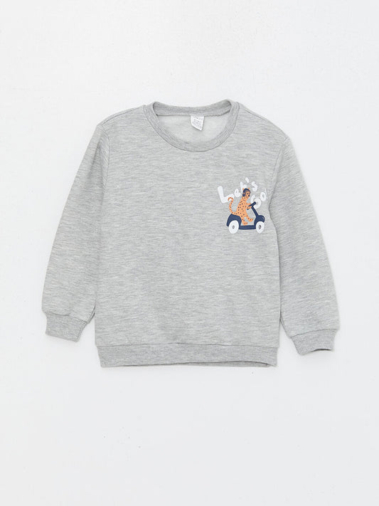 Crew Neck Long Sleeve Printed Baby Boy Sweatshirt