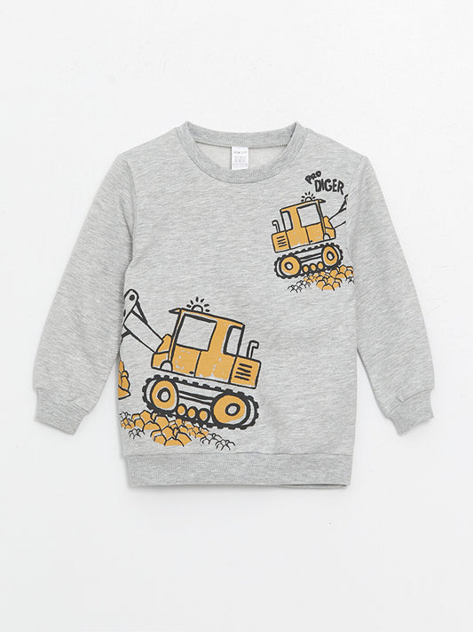 Crew Neck Long Sleeve Printed Baby Boy Sweatshirt