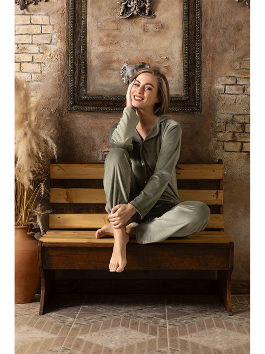 Shirt Collar Women's Pajama Set