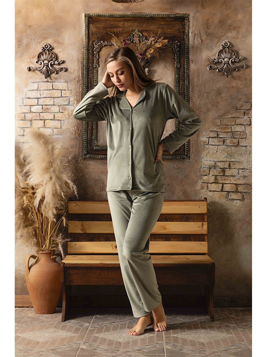 Shirt Collar Women's Pajama Set