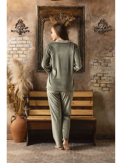 Shirt Collar Women's Pajama Set